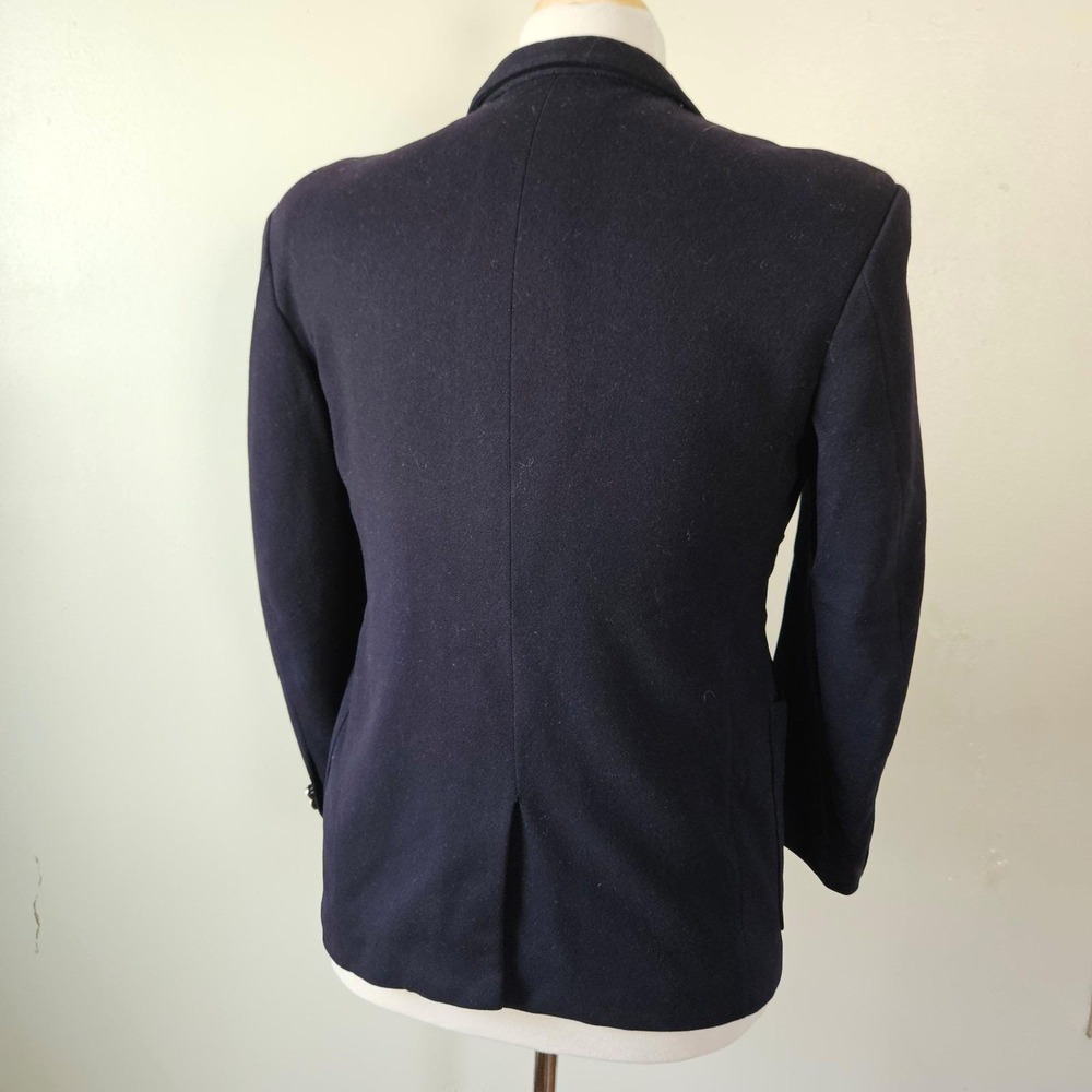Vtg 50s An Tai Hong Custom Tailored Mens Navy Wool Blazer Jacket Crest Hong Kong - Picture 4 of 8